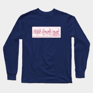 Three Wise Skulls (pink) Long Sleeve T-Shirt